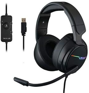 Auriculares Gaming - USB 7.1 Digital Surround - Micrófono con cancelación de ruido, LED RGB - Compatible con PC PS4 Mac (Negro)