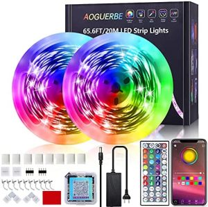 Tiras LED 20M, Controladas por APP, IR Control Remoto, Modos de Música y Micrófono, RGB