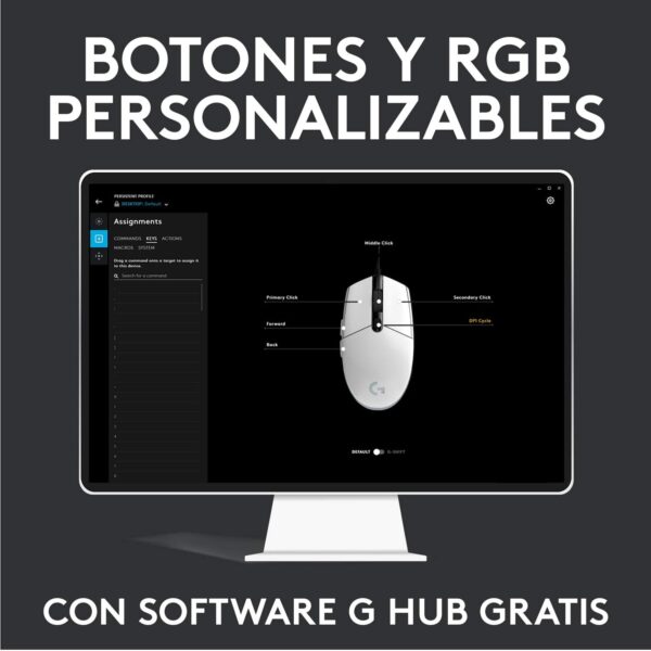 Logitech G203 LIGHTSYNC: Ratón USB Gaming Personalizable con RGB y 8000 DPI - Imagen 9