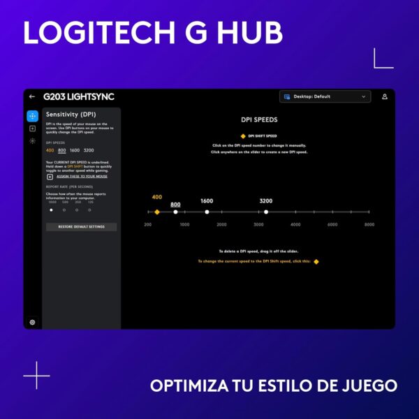 Logitech G203 LIGHTSYNC: Ratón USB Gaming Personalizable con RGB y 8000 DPI - Imagen 5