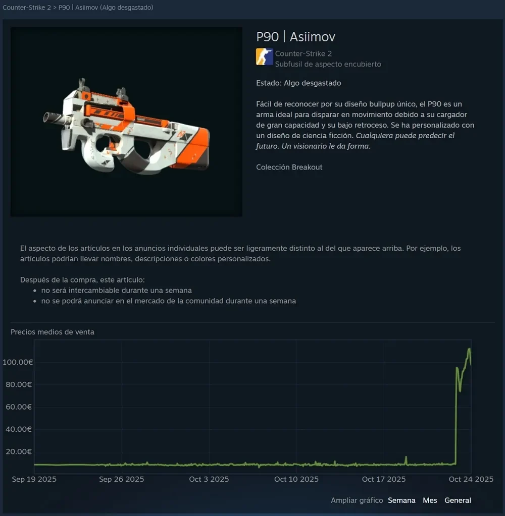 VALVE ROMPE EL MERCADO DE SKINS CON UNA NUEVA UPDATE 4 CS2 P90 precio disparado